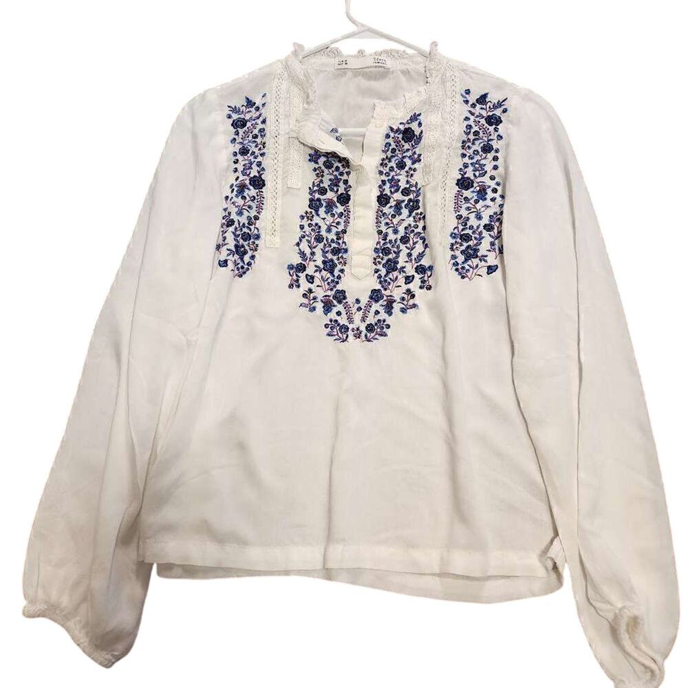 Sfera embroidered lantern sleeve blouse